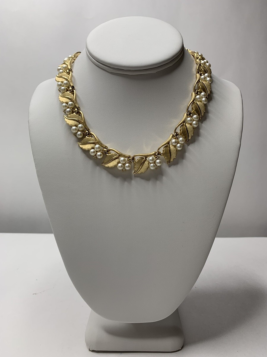 Susan Caplan Vintage 1960s Trifari Leaf & Faux Pearl