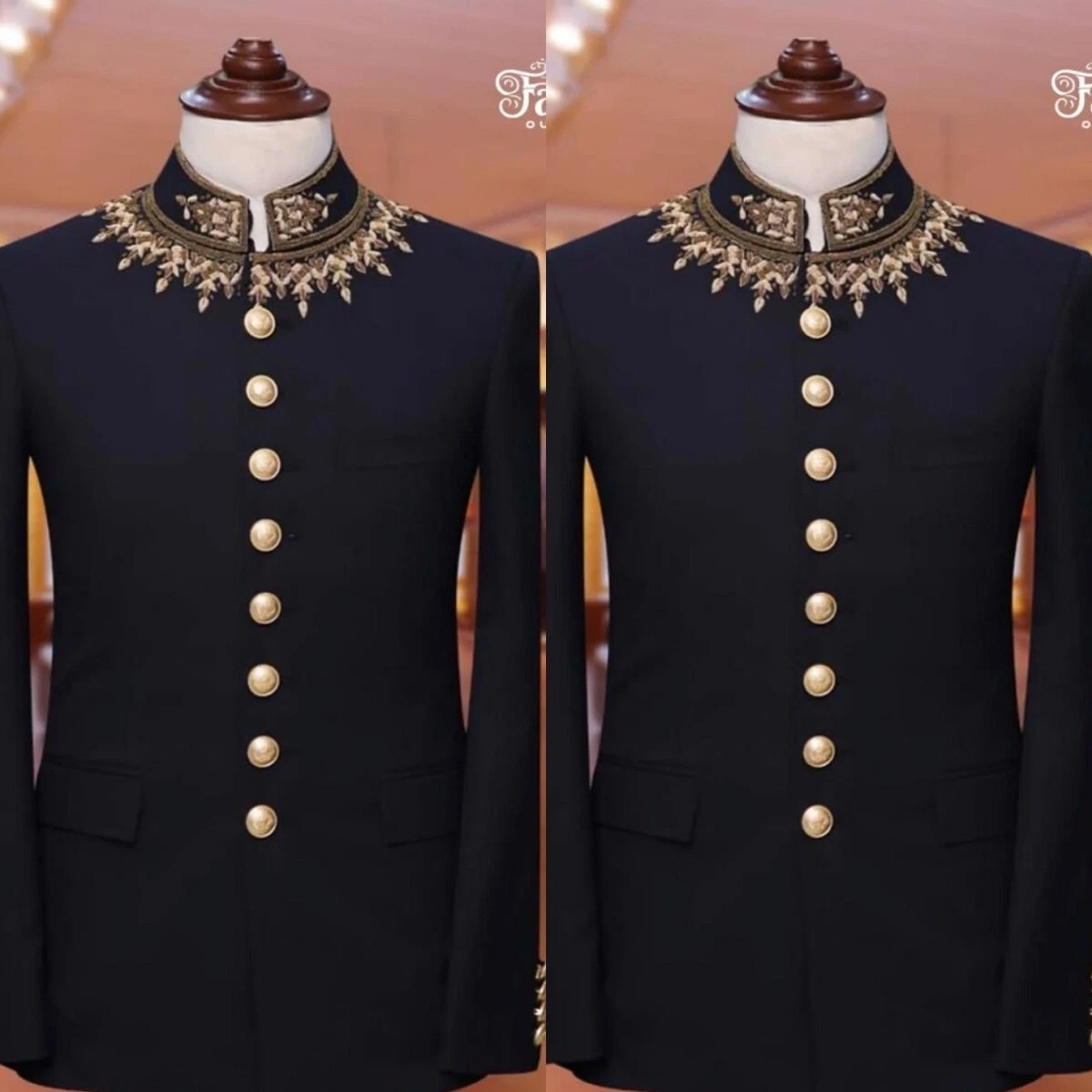 Black Men's Suit Menstyle Jacket Gold Sequined Weeding Groom Party Coat Hosting