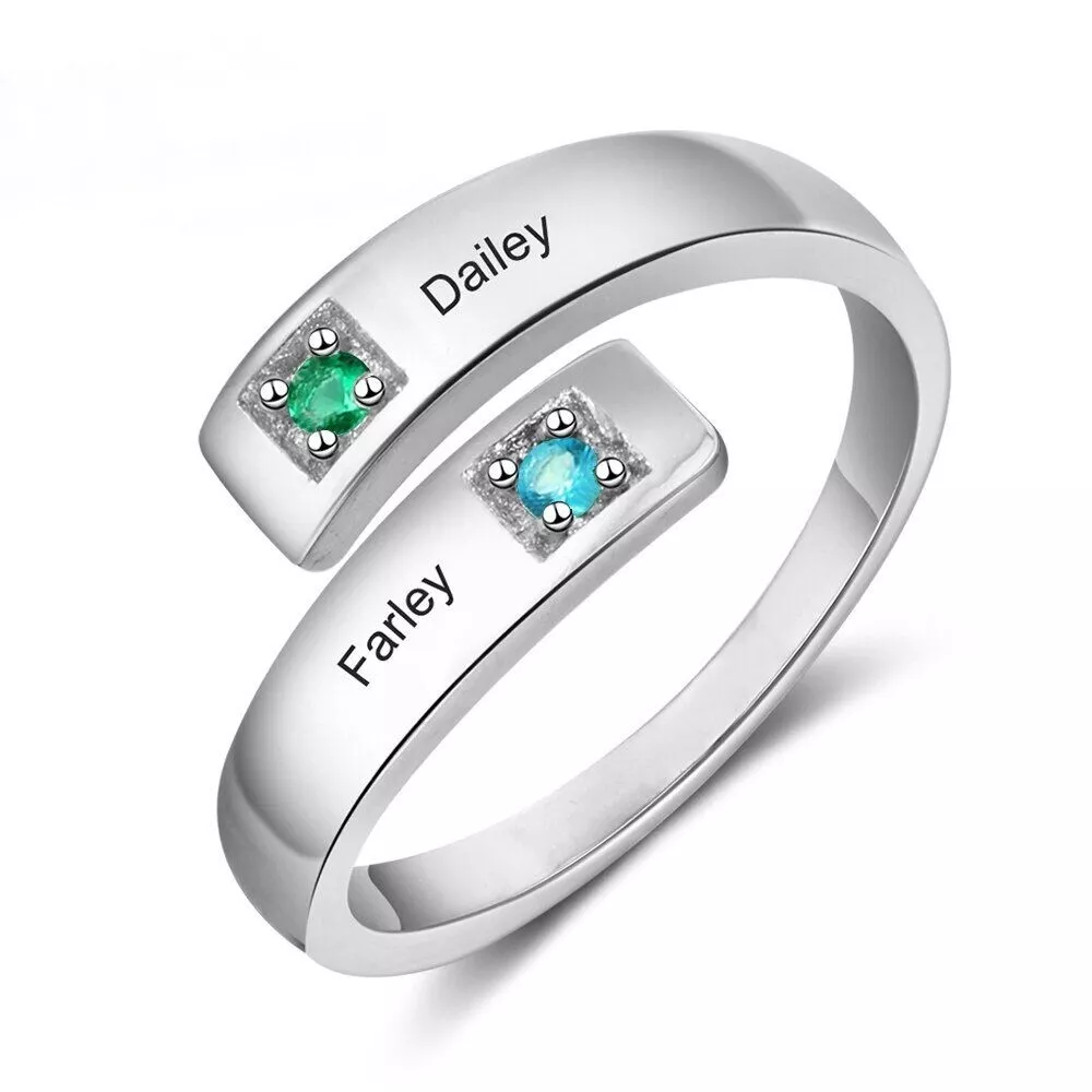 Amazon.com: Personalized Mothers Ring 2 Birthstones for Mom Custom Promise  Rings for Her Mother Daughter Mothers Day Rings 2 Birthstones for Mother  Family (5): Clothing, Shoes & Jewelry