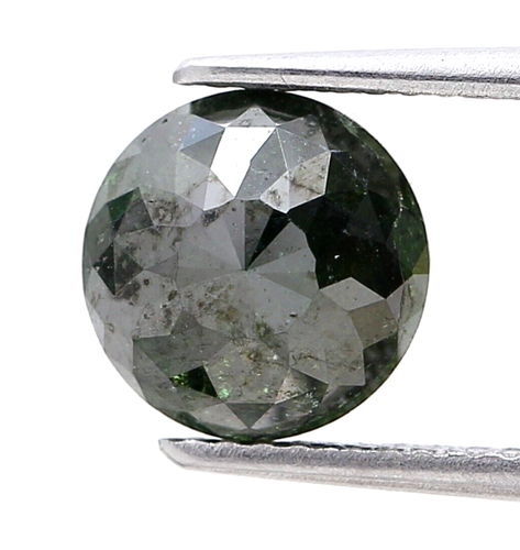Natural Diamond 2.15tcw 8 MM Greenish Gray Round Tambuli Cut Diamond For Pendant - 第 1/10 張圖片