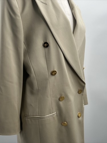 BURBERRYS of LONDON Women's Beige Wool Double-Breasted Blazer Gold Buttons Sz 8 - Picture 17 of 24