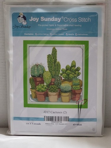 NEW JOY SUNDAY STAMPED CROSS STITCH KIT *CACTUSES* 43 X 45 CM COMPLETE KIT J217