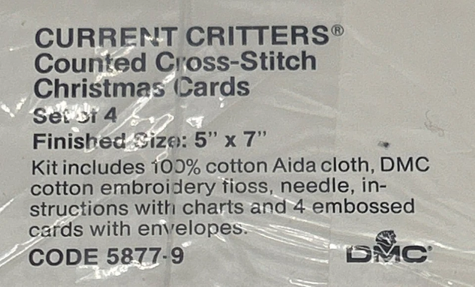 Juego de 4 tarjetas de Navidad punto de cruz contadas Current Critters de colección Foto 2 de 3