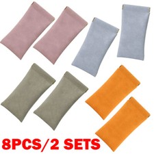 8pc Color Leather Mouth Snapped Sunglasses Eyeglass Case Soft Pouch Bag Pockets