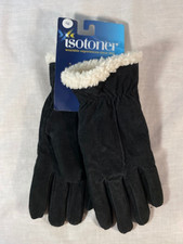 New Isotoner Leather Gloves Women's Black Insulated - Size L