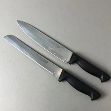 JA Henckels Knives EverEdge Stainless Chef's Knife and Bread Knife Used