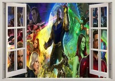 Avengers Infinity War Marvel Hulk Iron 3D Effect Window Wall Sticker Poster 653
