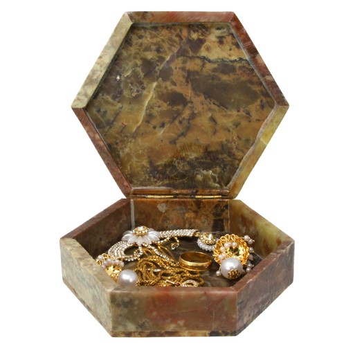 Soapstone Jewellery Box Trinket Hand Carved Keepsake Storage Organiser Box Gift - Picture 10 of 32