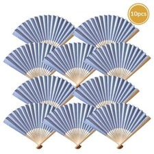 9" Silver Paper Hand Fans for Weddings, Premium Paper Stock 10 PACK 