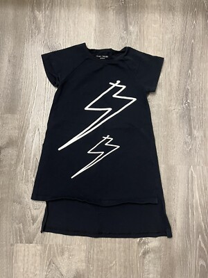 Girl's Tiny Tribe Black Lightning Bolt Graphic Dress- Size 6- Pre-owned