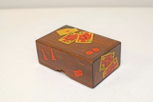 Vintage Handmade Decoupage Small Trinket Playing Card Box~Game Pieces/Cards/Dice - Picture 2 of 5
