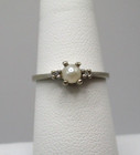 14K White Gold Pearl Diamond Ring Size 6 - 6.25 — photo 2