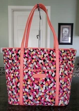 Large Vera Bradley Pixie Confetti, Small Trimmed Tote Purse