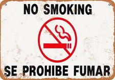 METAL SIGN - No Smoking English and Spanish - Vintage Look Reproduction