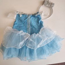 Blue Princess Costume Dress  Silver Tiara Headband 6-12 Months