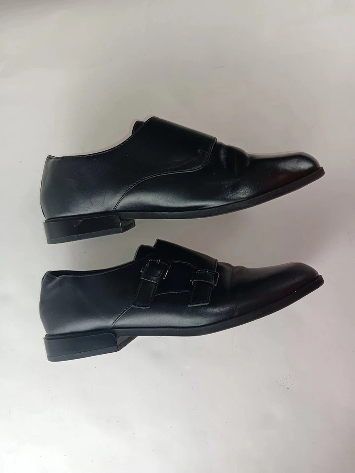 Aldo 女式牛津舒适鞋黑色皮革双僧侣杏仁鞋头 7 码 — 第 3/4 张图片