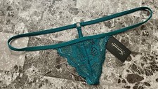 NWT FREDERICK'S OF HOLLYWOOD TURQUOISE LACE MINI TINY G V STRING THONG PANTIES
