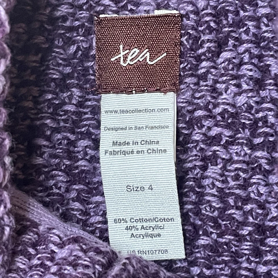 Suéter de niña Tea Collection Munter Haus berenjena púrpura talla 4 manga larga Foto 3 de 4