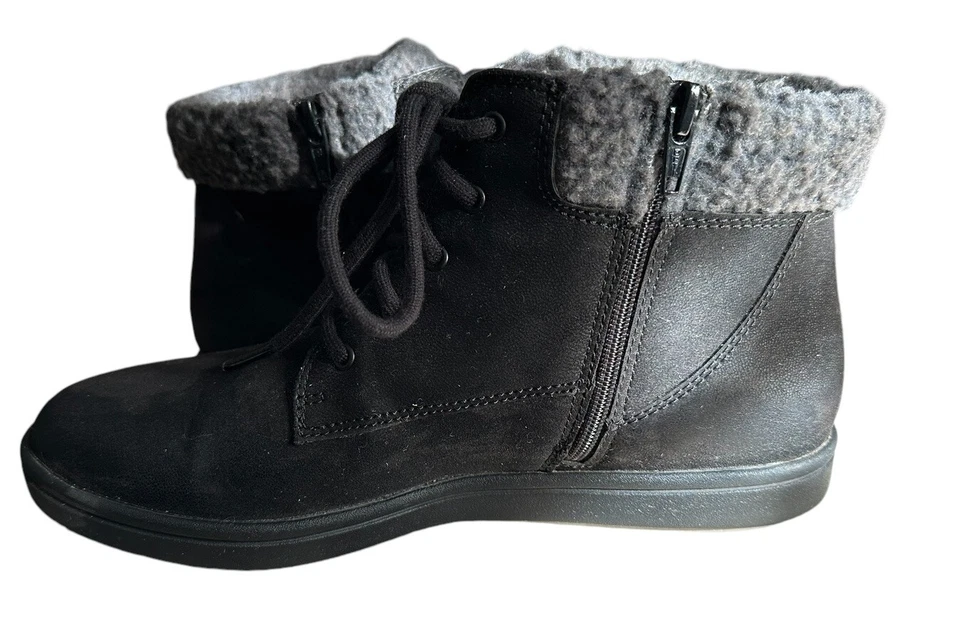Clarks Cloudsteppers Negro Gamuza Cuero Cremallera Lateral Cordones Botines Mujer 8.5 Foto 4 de 4