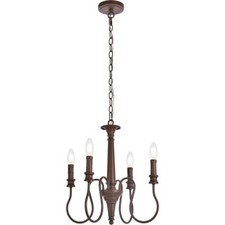 Weathered Oak Farmhouse Chandelier Cottage Kitchen Candlestick Ceiling Lighting