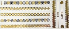 Once Temporary Flash Adhesive Tattoo Gold Black 9 pieces Bracelet Chain Body L6