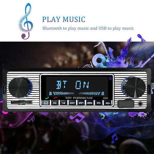 Bluetooth Vintage Autoradio FM Lettore MP3 USB Classico Stereo Ricevitore Audio AUX - Foto 3 di 13