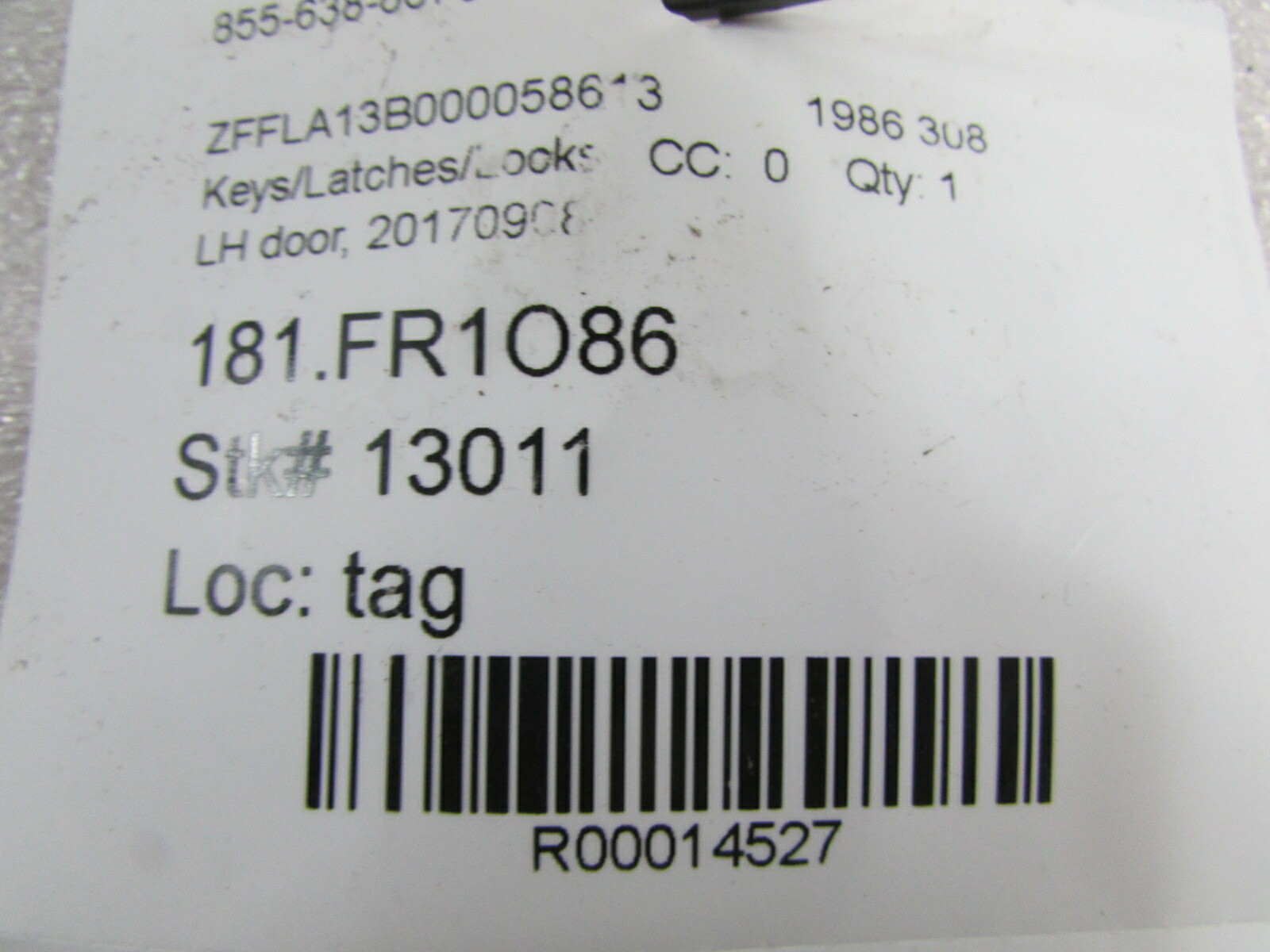Ferrari 308, LH, Left Door Latch, Used, P/N 20170908