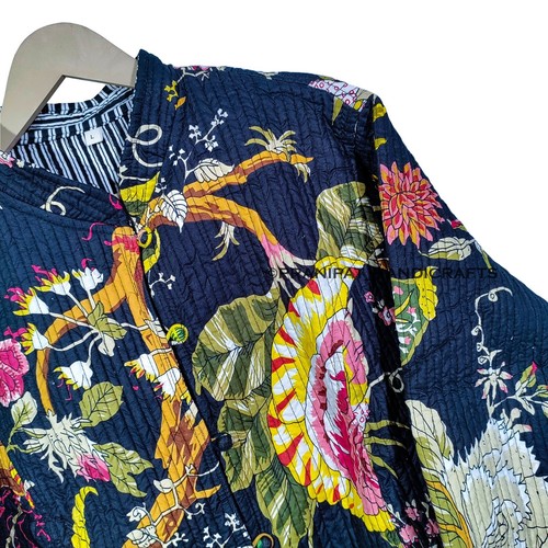 Chaqueta corta de motociclista étnica negra acolchada de algodón floral para mujer gitana - Imagen 6 de 11