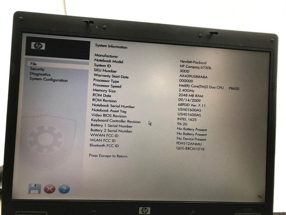 HP Compaq 6730b 15.4" Laptop Intel Core 2 Duo 2Gb RAM- Bad Keyboard - MZ - Image 2 of 4