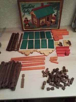 JOUET ANCIEN VINTAGE JEUJURA. CONSTRUCTION EN BOIS FORESTIERE BABY. 99 PIECES - Photo 1/4