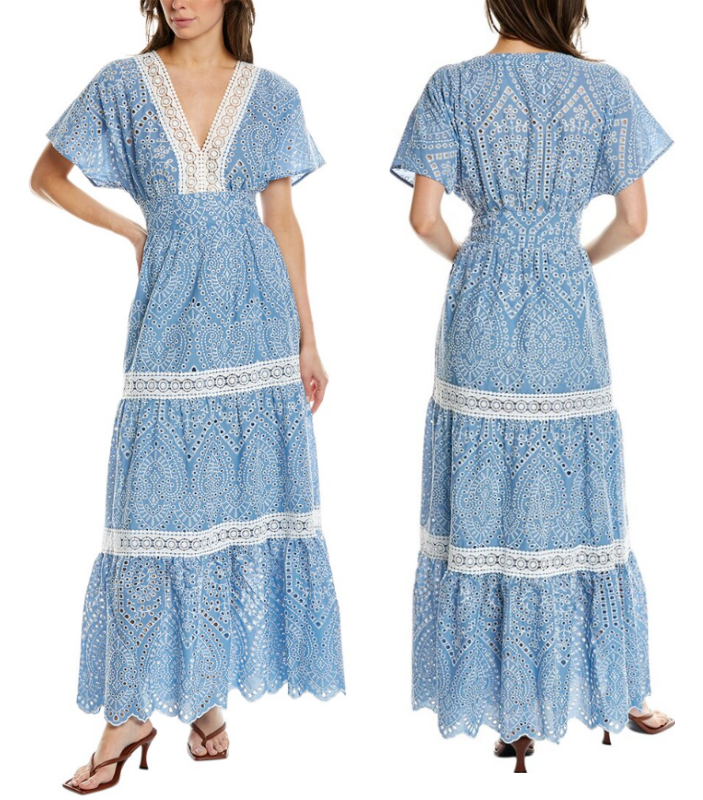 linen maxi dress long sleeve Dusty Blue Linen Maxi Dress – Long Sleeve Relaxed Fit Dress with Split