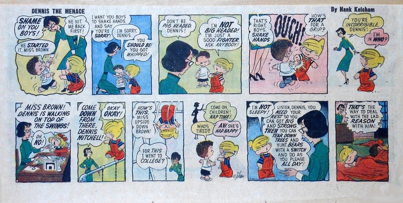 Dennis the Menace by Hank Ketcham - early color Sunday comic page - May 30, 1954