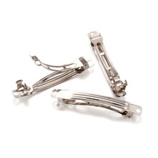 20 Platinum Plated Iron Hair Barrette Blanks Snap Slide Hair Clip Findings 59mm