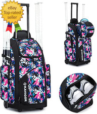 Rolling Baseball Bag with Wheels, 60L Capacity Softball Bag Holds 4 Bats for Boy