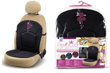 Schienale Coprisedile Anteriore per Auto "My Flower Swivel" Nero con Fiori Rosa