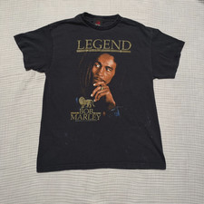 Vtg 2005 Zion Bob Marley Legend T-Shirt Black Graphic Band Tee Distressed Y2K M