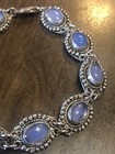 Vintage Beautiful Sterling and Ten Stone Natural Oval Blue Moonstone Bracelet 7" — photo 5