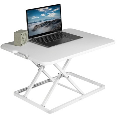 VIVO White Ultra Slim 26'' Desktop Converter, Sit Stand Tabletop Monitor Riser