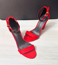 Call It Spring Vegan Red Strappy Block Heel Open Toe Buckle Sandals US 7 bx03