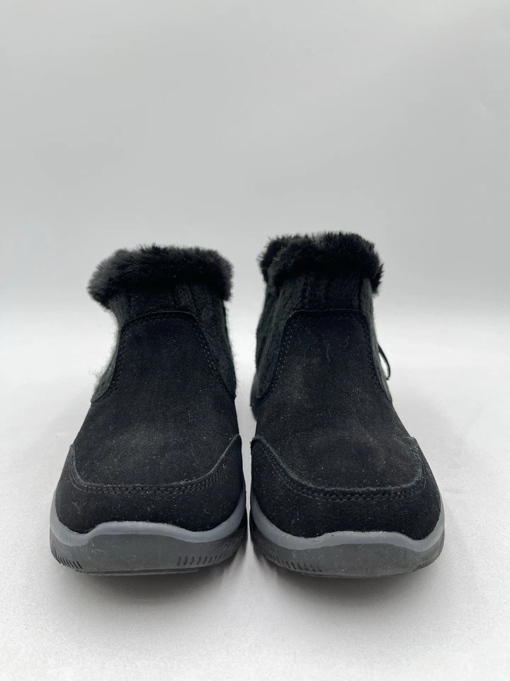 Skechers Womens Easy Going Black Knit Faux Fur Zipper Ankle Boot Size 6 - Image 2 of 4