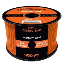 Best Connections 16 Gauge Car Audio Primary Wire 500ft–Orange, Remote, Ground