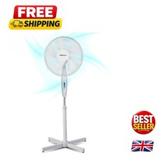 16 Inch Oscillating Pedestal Fan with Adjustable Height & Child-safe Mesh Grill