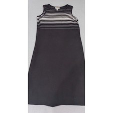 Talbots Shift Dress Womens Small Black White Excellent Striped Cotton Sleeveless