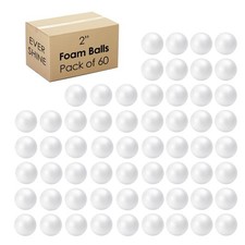 60 Pack 2 Inch Craft Foam Ball - White Smooth Craft Foam Polystyrene Balls fo...