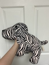 Y2K Justice Microbead Dog Puppy Plush Pillow Black And White Zebra Stripes