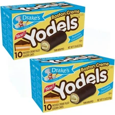 Drake's Boston Creme Yodels, Chocolate and Vanilla Snack Cakes, 10 Count Box, 2