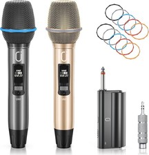 U60 Wireless Microphones, Dual UHF Microphone System with Rechargeable Receiv...