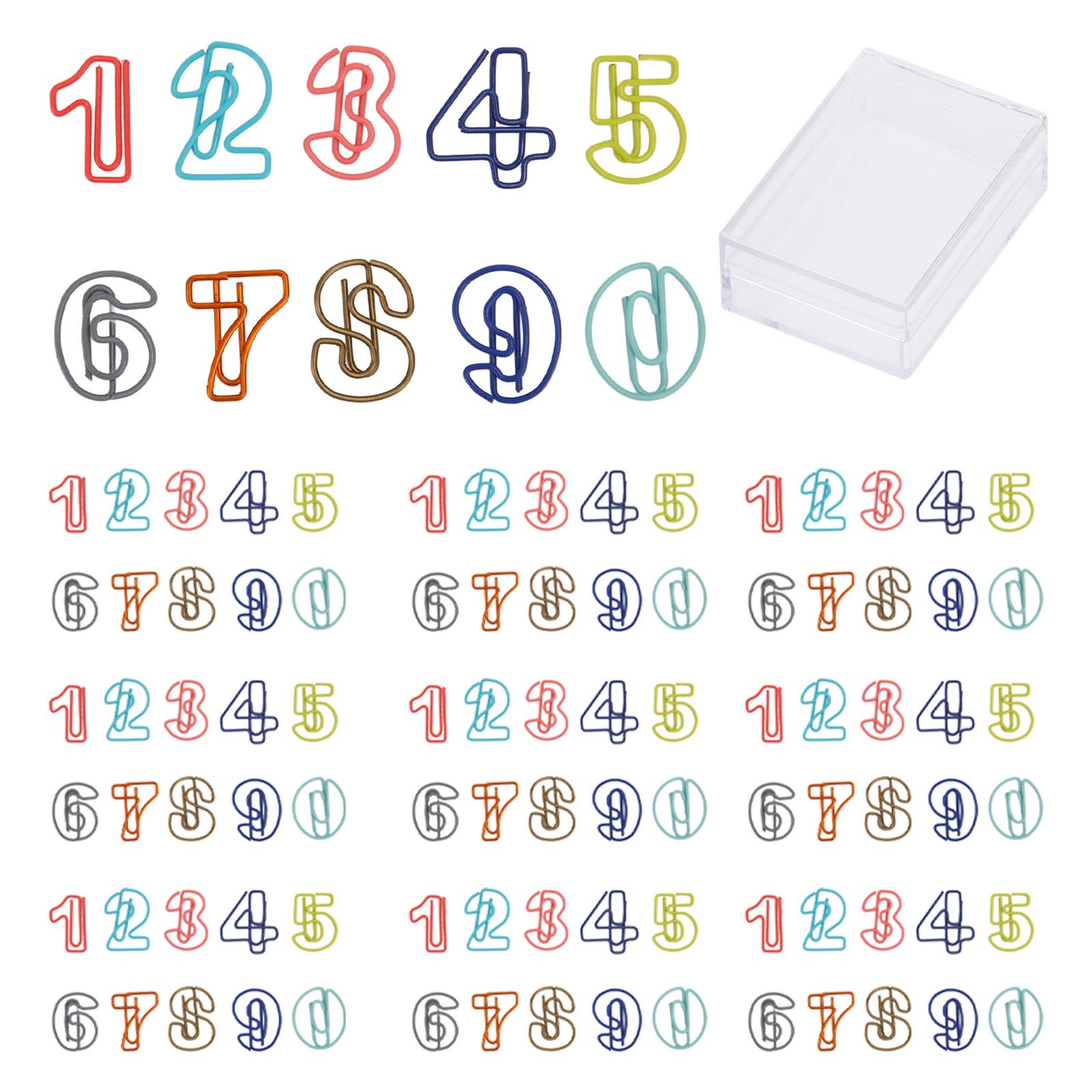 100Pcs Cute Paper Clips Numbers Style Rich Colors Anti Slip Strong Clamping