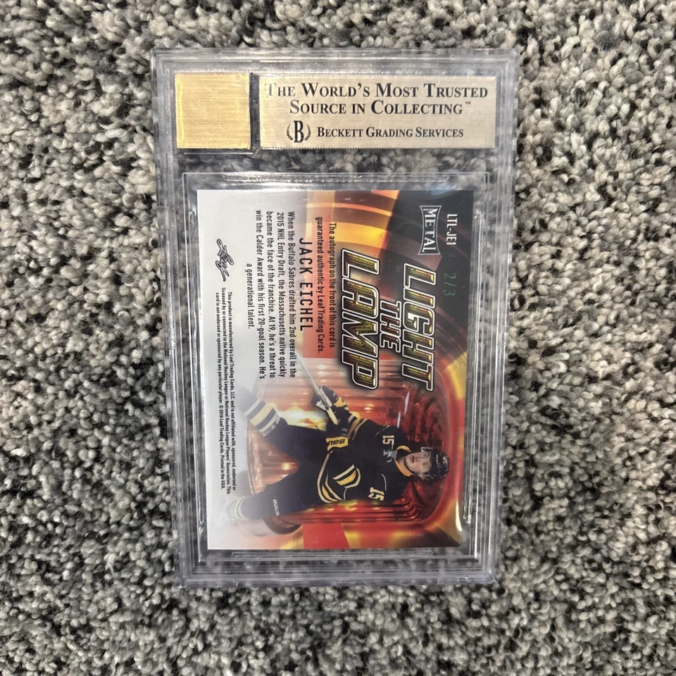 Jack Eichel 2015-16 Hoja Metal Luz la Lámpara Verde Prismático 2/3 Automático BGS 9.5 Foto 2 de 4