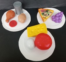 Vintage Play Food 3 Sets: Chicken Leg Set, Pizza Set, Food Variety Set